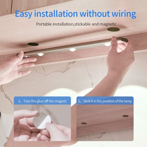 Motion Sensor Lamp Under The Cabinet Dimmable Cabinet Lamp Rechargeable Magnetic Suction Installation Kitchen Night Light Wardrobe Lamp - Image 8
