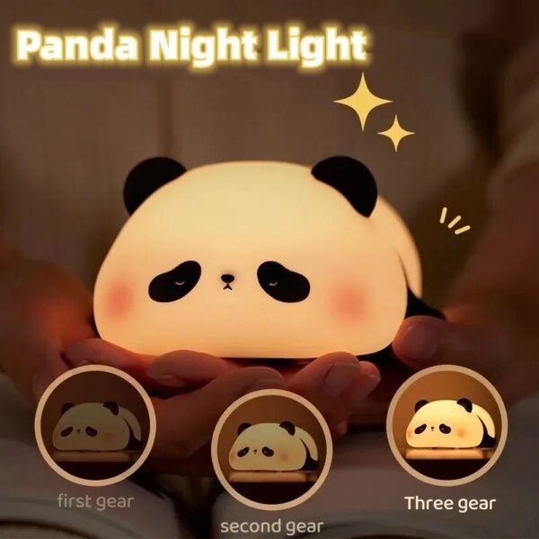 Panda Night Lights For Kids Cute Animal Silicone Timing Rechargeable Lamp Cartoon Panda Bedroom Decoration Kids Boys Girls Gift - Image 3