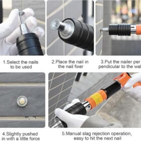 Nail Gun with Round Nails,Portable Speed Nail Gun Kits,Adjustable Manual Steel Nail Gun Tool with Gloves,Glasses