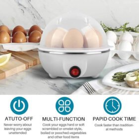 Egg poucher, 350W Electric Egg Beater, White Egg Steamer, Egg Cooker, 7 Egg Volume Steamed Egg Automatically Closed, Double Steamed Egg. Color：Assorted